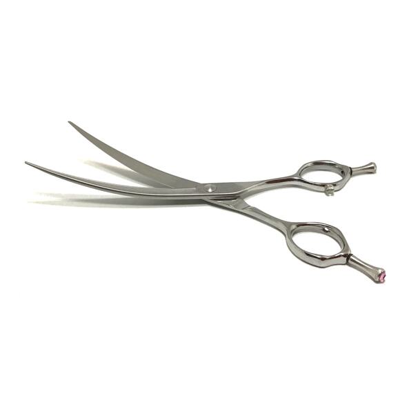 New Moon - Moontail 7.25” Show-Class Finish Super Curve Pink Gem Scissors - Picture 4 of 7